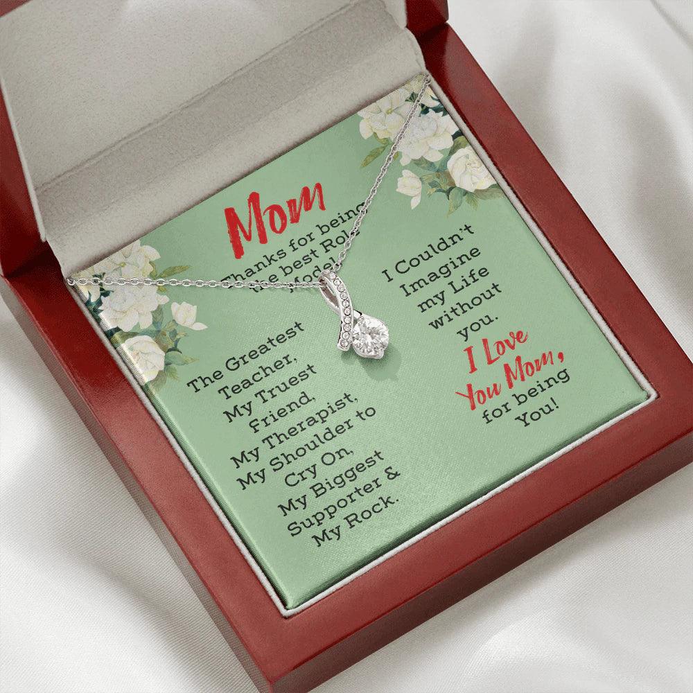 Alluring Beauty Necklace For Mom - The Greatest Teacher, My Truest Friend, My Therapist, My Shoulder to cry on, My supporter & my rock Alluring Beauty Necklace - Perfect Gift For Mom - Amzanimalsgift