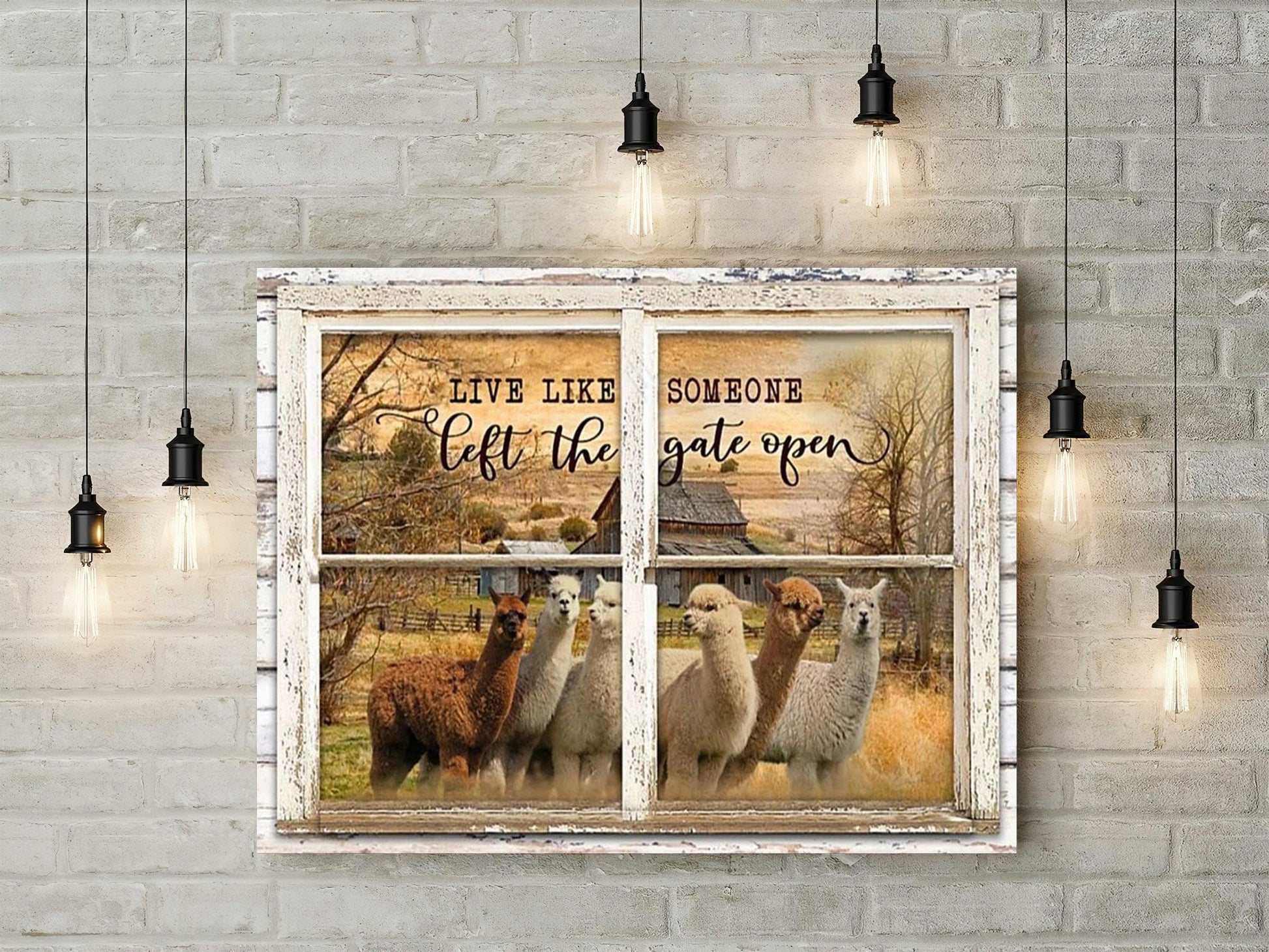 Alpaca Portrait Canvas - Window Live Like Someone Left The Gate Open Alpaca Canvas - Perfect Gift For Alpaca Lover, Friend, Family - Amzanimalsgift