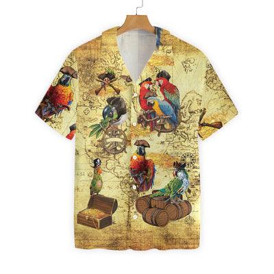 Amazing Pirate Parrots Hawaiian Shirt, Parrots Aloha Shirt For Men - Perfect Gift For Parrot Lovers, Husband, Boyfriend, Friend, Family - Amzanimalsgift