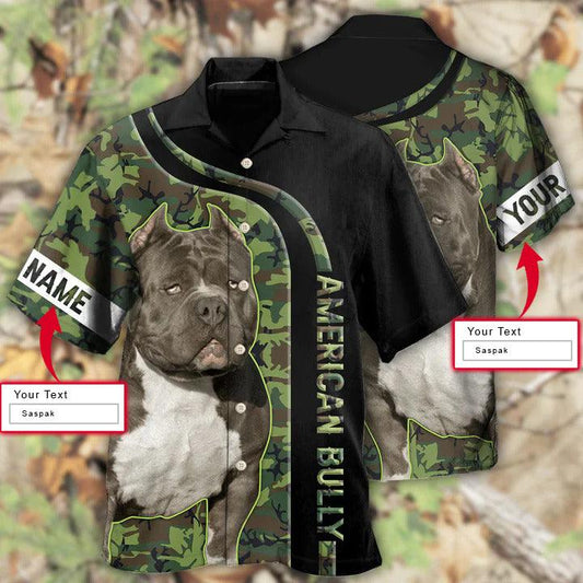 American Bully Custom Name Hawaiian Shirts - American Bully Camo Personalized Hawaiian Shirt For Summer - Perfect Gift For Dog Lovers, Friends, Family - Amzanimalsgift