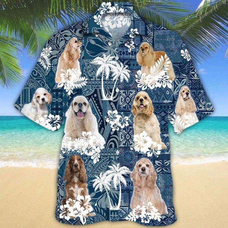 American Cocker Spaniel Aloha Hawaiian Shirt - American Cocker Spaniel Puppy Hawaiian Shirt,Tribal Palm Tree Hawaiian Shirt For Men & Women, Dog Lover - Amzanimalsgift