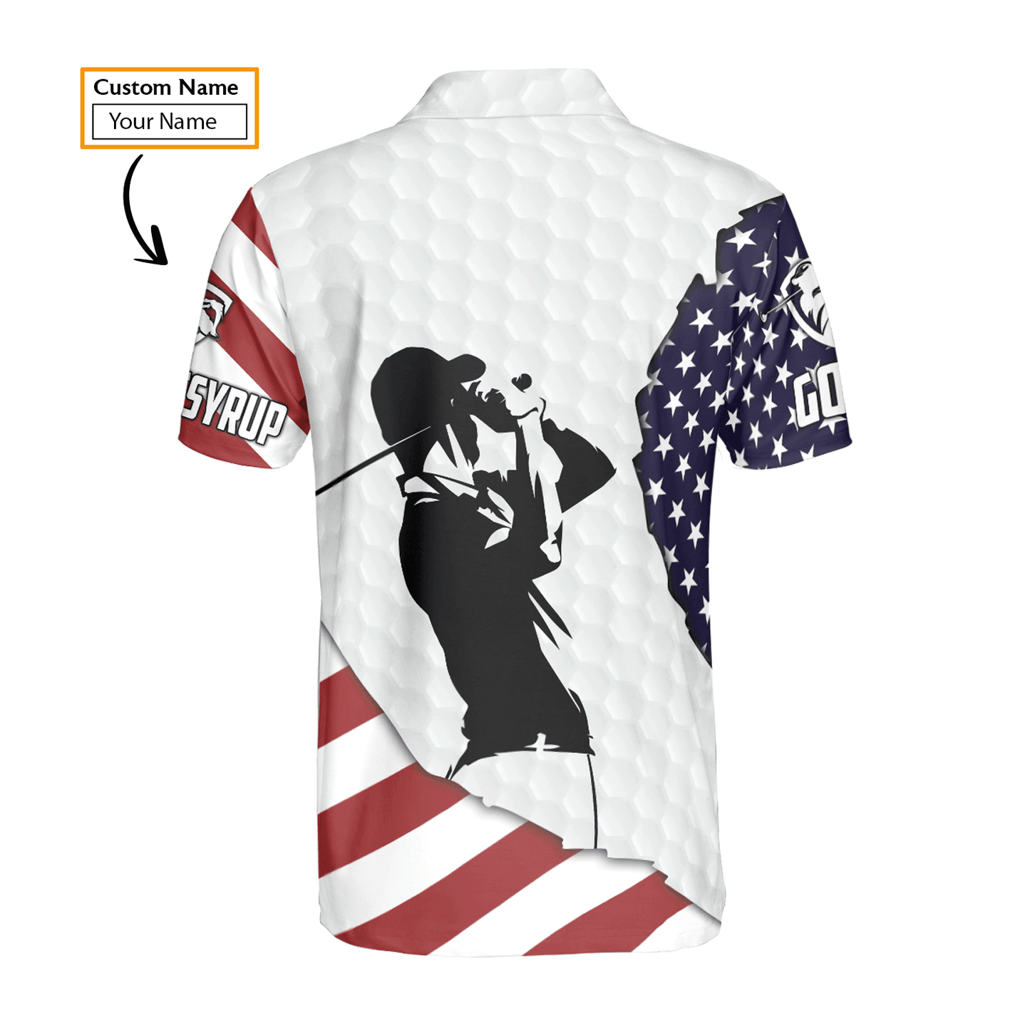 American Flag 4th of July Custom Name Golf Men Polo Shirt - American Flag Apparel - Personalized Gift For Golf Lover, 4th Of July, Him, Husband - Amzanimalsgift