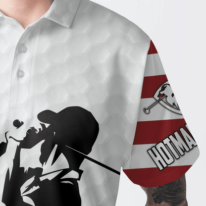 American Flag 4th of July Custom Name Golf Men Polo Shirt - American Flag Apparel - Personalized Gift For Golf Lover, 4th Of July, Him, Husband - Amzanimalsgift