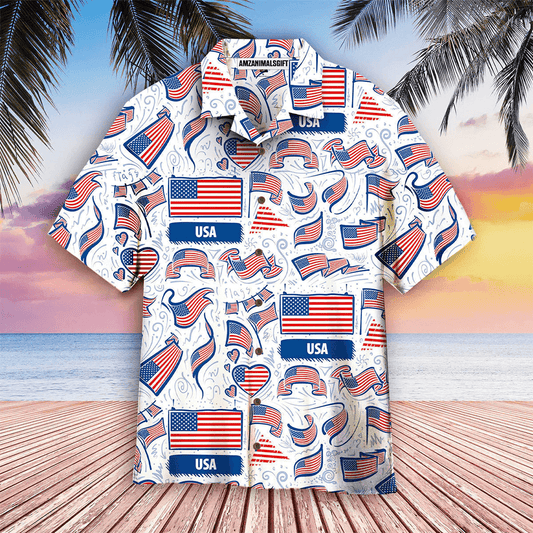 American Flag Aloha Hawaiian Shirts For Men Women, 4th July Gift For Summer, Friend, Family, Patriot, Independence Day - Amzanimalsgift