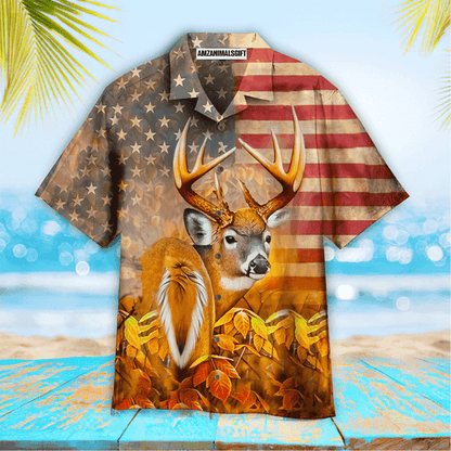 American Flag Deer Hunting Aloha Hawaiian Shirts For Men Women, 4th July Gift For Summer, Friend, Family, Independence Day, Hunting Lovers - Amzanimalsgift