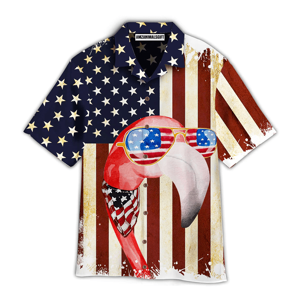 American Flag Flamingo Aloha Hawaiian Shirts For Men Women, 4th July Gift For Summer, Friend, Family, Patriot, Independence Day - Amzanimalsgift