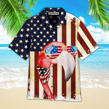 American Flag Flamingo Aloha Hawaiian Shirts For Men Women, 4th July Gift For Summer, Friend, Family, Patriot, Independence Day - Amzanimalsgift