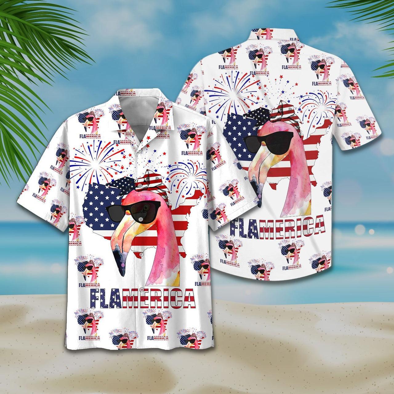 American Flag Flamingo Flamerica Firework Aloha Hawaiian Shirts For Men Women, 4th Of July Gift For Summer, Friend, Family, Independence Day - Amzanimalsgift