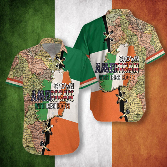 American Grown With Irish Roots Hawaiian Shirt, Colorful Summer Aloha Shirts For Men Women, Perfect Gift For Husband, Wife, Friend - Amzanimalsgift