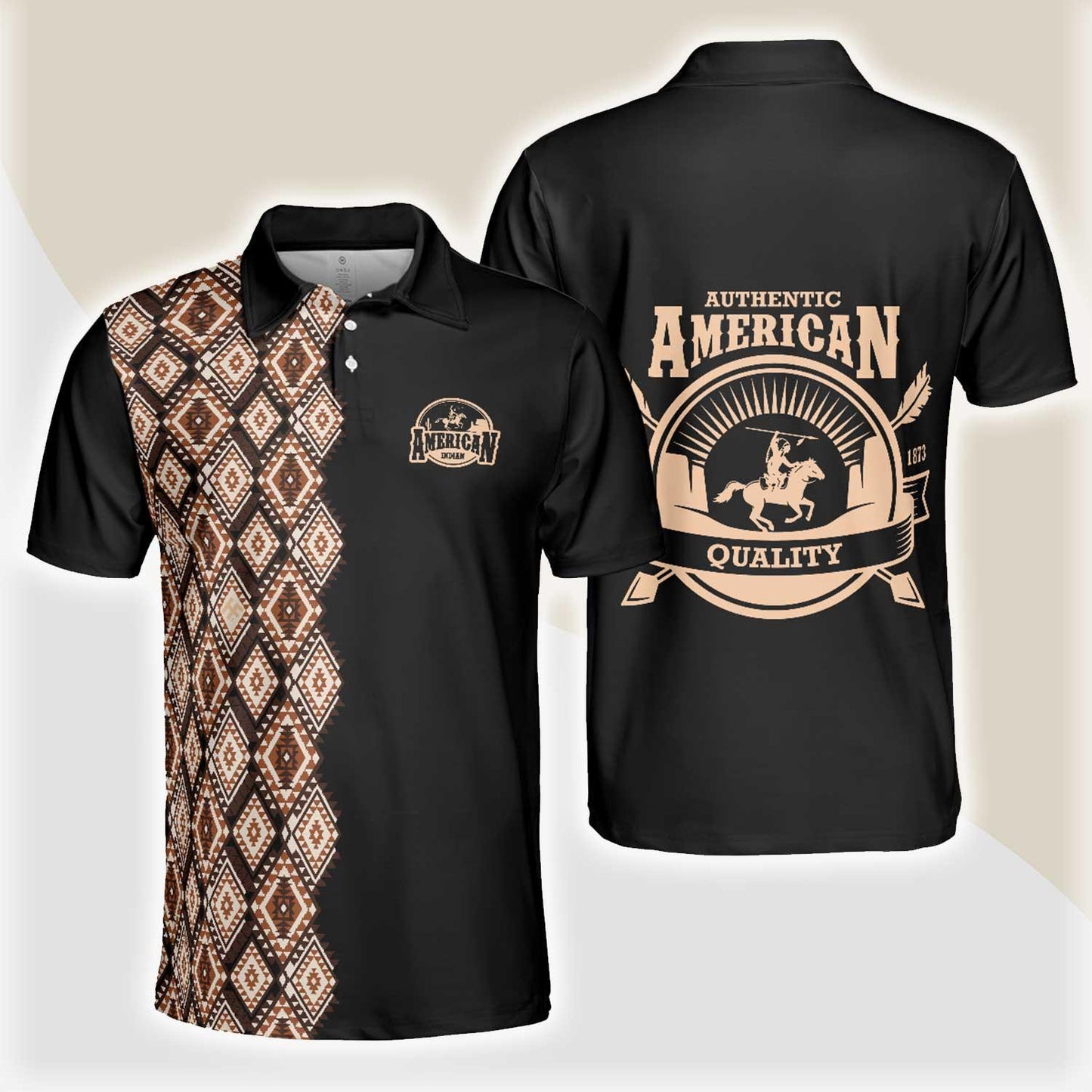 American Indian Polo Shirt, Navajo Pattern Shirt For Men, American Themed Polo Style Shirt - Gift For Family, Friends - Amzanimalsgift