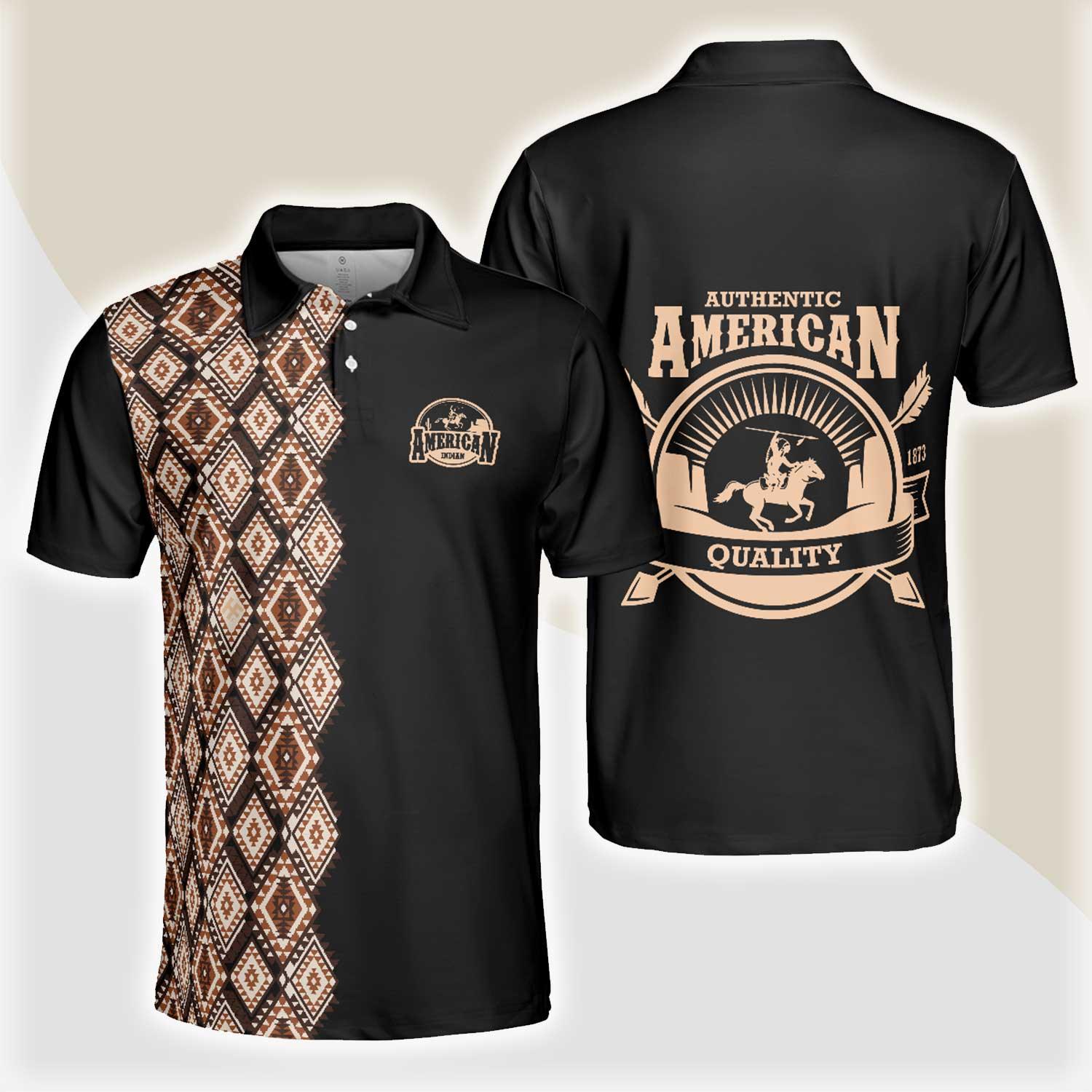 American Indian Polo Shirt, Navajo Pattern Shirt For Men, American Themed Polo Style Shirt - Gift For Family, Friends - Amzanimalsgift