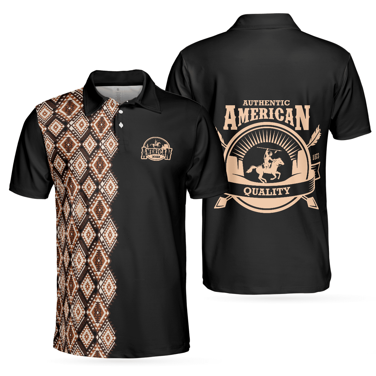 American Indian Polo Shirt, Navajo Pattern Shirt For Men, American Themed Polo Style Shirt - Gift For Family, Friends - Amzanimalsgift