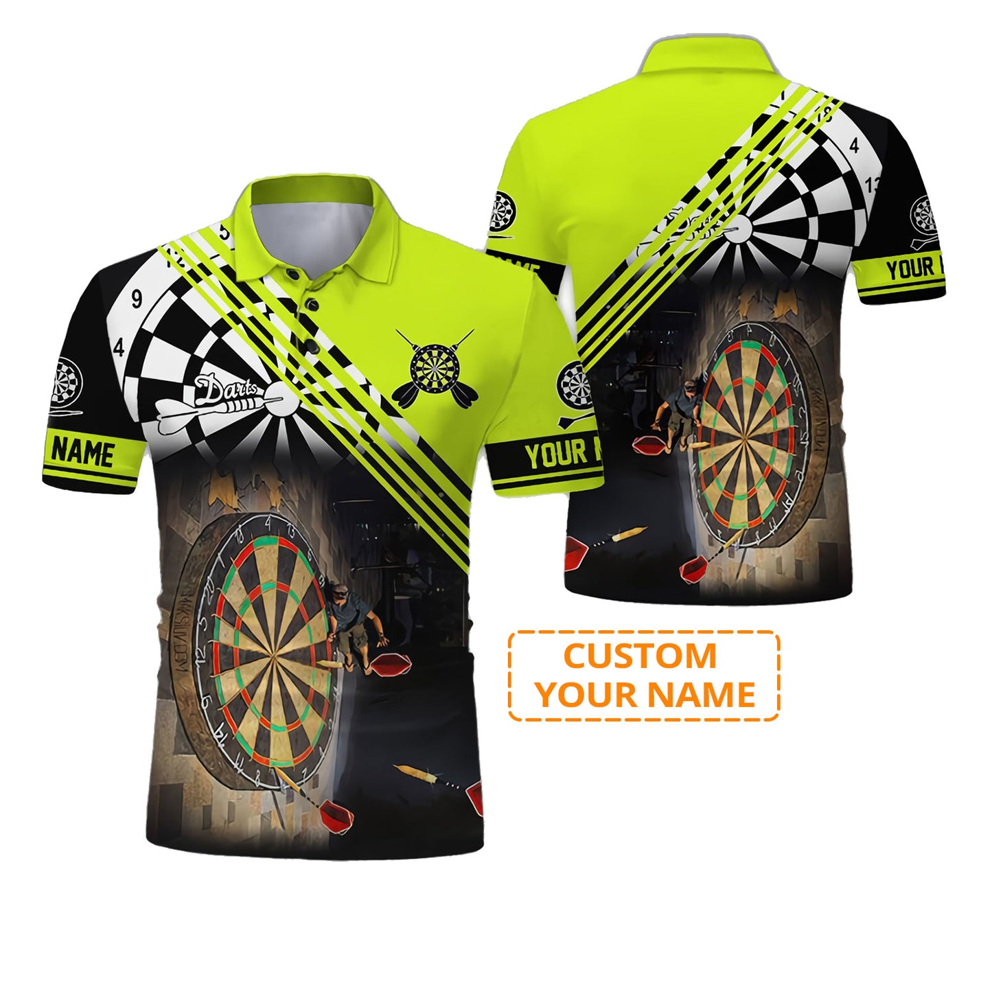 Customized Name Darts Polo Shirt, Personalized Name Love Trumpet Darts Polo Shirt For Men - Perfect Gift For Darts Lovers, Darts Players