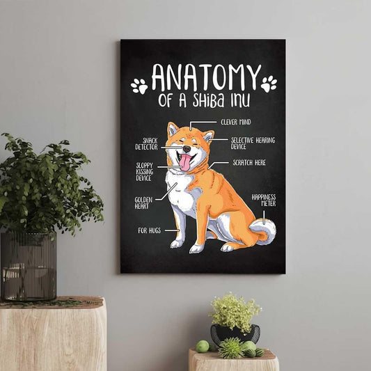 Anatomy Of A Shiba Inu Portrait Canvas, Premium Wrapped Canvas - Perfect Gift For A Shiba Inu Dog Owner - Amzanimalsgift