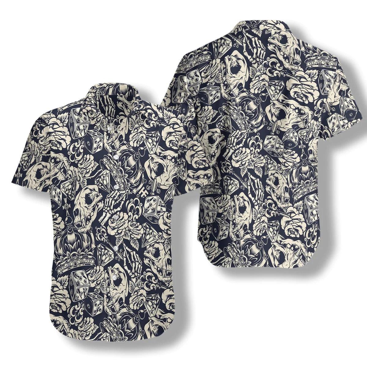 Apes Skull Aloha Hawaiian Shirt, Apes Skull Flower Seamless Pattern Hawaiian Shirt, Flower Aloha Shirt - Perfect Gift For Men Women, Friends, Family - Amzanimalsgift