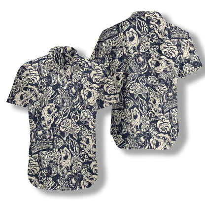 Apes Skull Aloha Hawaiian Shirt, Apes Skull Flower Seamless Pattern Hawaiian Shirt, Flower Aloha Shirt - Perfect Gift For Men Women, Friends, Family - Amzanimalsgift