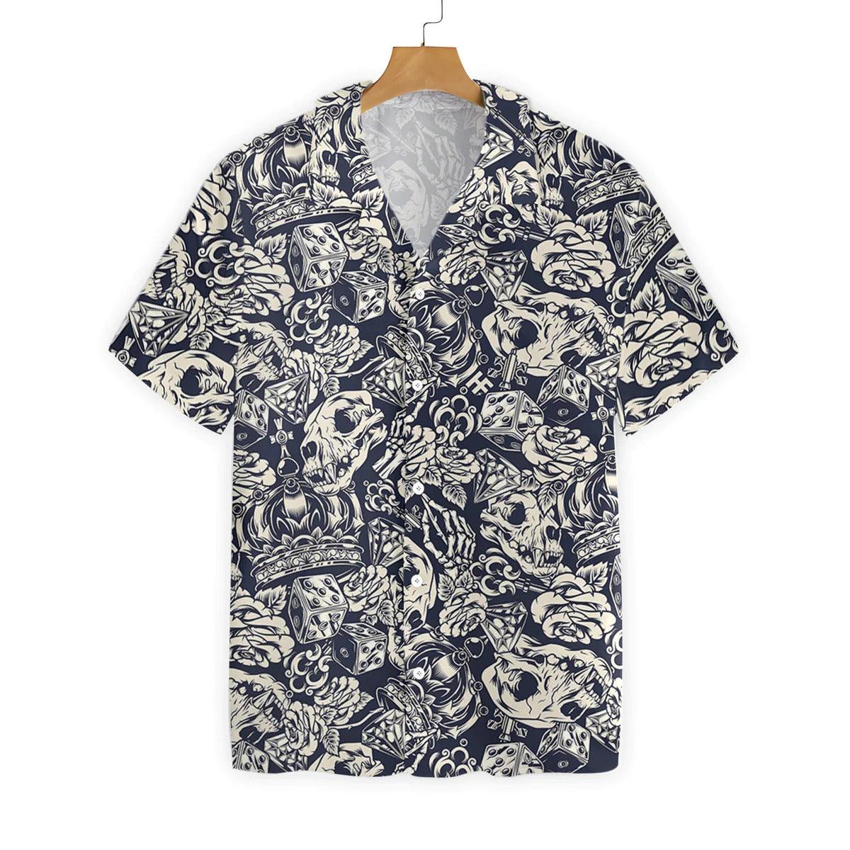 Apes Skull Aloha Hawaiian Shirt, Apes Skull Flower Seamless Pattern Hawaiian Shirt, Flower Aloha Shirt - Perfect Gift For Men Women, Friends, Family - Amzanimalsgift
