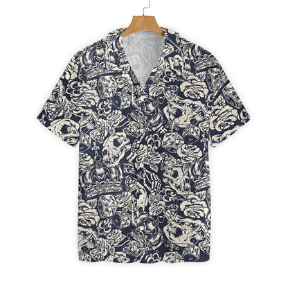 Apes Skull Aloha Hawaiian Shirt, Apes Skull Flower Seamless Pattern Hawaiian Shirt, Flower Aloha Shirt - Perfect Gift For Men Women, Friends, Family - Amzanimalsgift