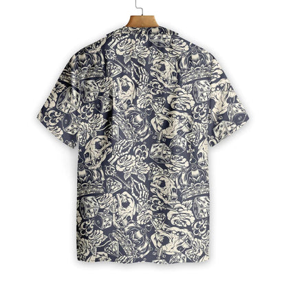 Apes Skull Aloha Hawaiian Shirt, Apes Skull Flower Seamless Pattern Hawaiian Shirt, Flower Aloha Shirt - Perfect Gift For Men Women, Friends, Family - Amzanimalsgift