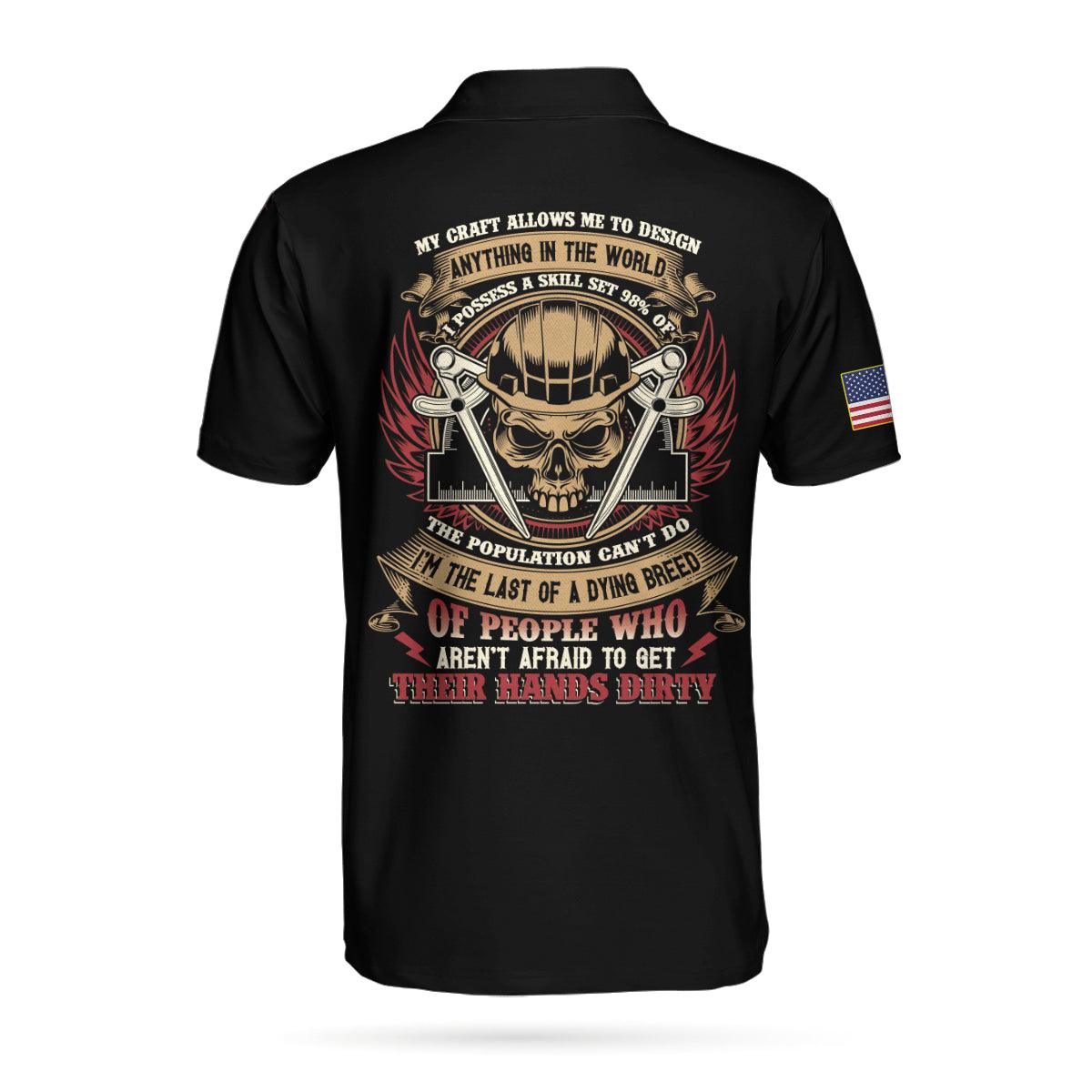 Architect Men Polo Shirt, American Flag Skull, My Craft Allows Me To Design Anything Polo Shirt, Crazy Architect Shirt - Gift For Men, Architect - Amzanimalsgift