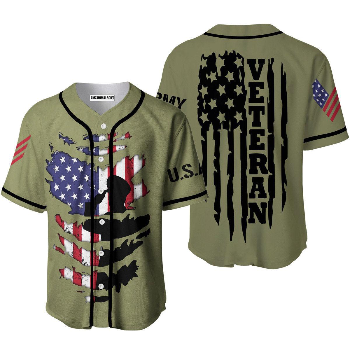 Army Baseball Jerseys, US Army Veteran American Flag Baseball Jerseys For Men And Women - Perfect Gift For Friend, Family - Amzanimalsgift