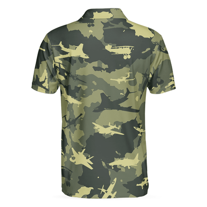 Army Men Polo Shirt, Aircraft Green Camouflage Polo Shirt, Best Camo Shirt For Men - Gift For Army, Family, Friends - Amzanimalsgift