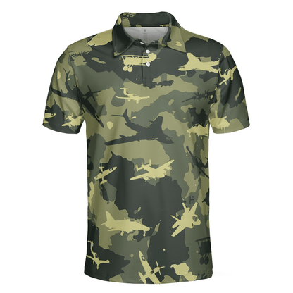 Army Men Polo Shirt, Aircraft Green Camouflage Polo Shirt, Best Camo Shirt For Men - Gift For Army, Family, Friends - Amzanimalsgift