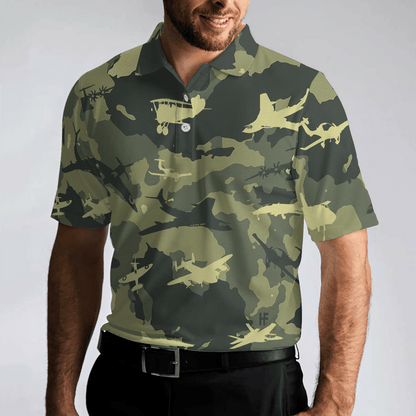 Army Men Polo Shirt, Aircraft Green Camouflage Polo Shirt, Best Camo Shirt For Men - Gift For Army, Family, Friends - Amzanimalsgift