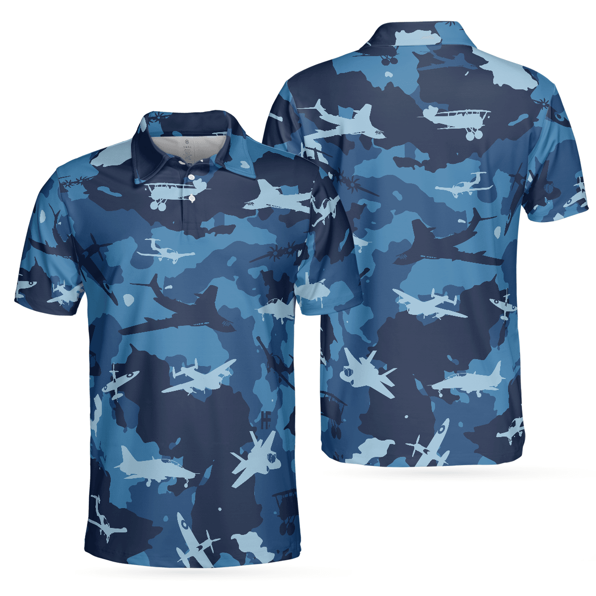 Army Men Polo Shirt, Aircraft Ocean Blue Camouflage Polo Shirt, Best Camo Shirt For Men - Best Gift For Army, Family, Friends - Amzanimalsgift