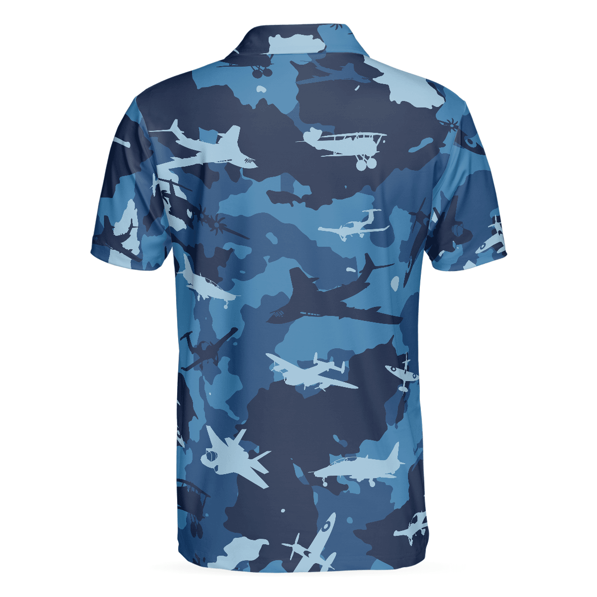 Army Men Polo Shirt, Aircraft Ocean Blue Camouflage Polo Shirt, Best Camo Shirt For Men - Best Gift For Army, Family, Friends - Amzanimalsgift
