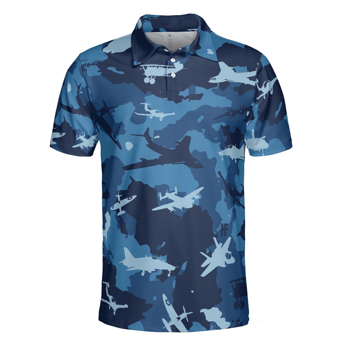 Army Men Polo Shirt, Aircraft Ocean Blue Camouflage Polo Shirt, Best Camo Shirt For Men - Best Gift For Army, Family, Friends - Amzanimalsgift
