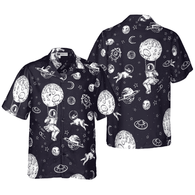 Astronaut Hawaiian Shirt, Astronaut And His French Bulldog Aloha Shirt For Men - Perfect Gift For Astronaut , Astronaut Lovers, Friend, Family - Amzanimalsgift