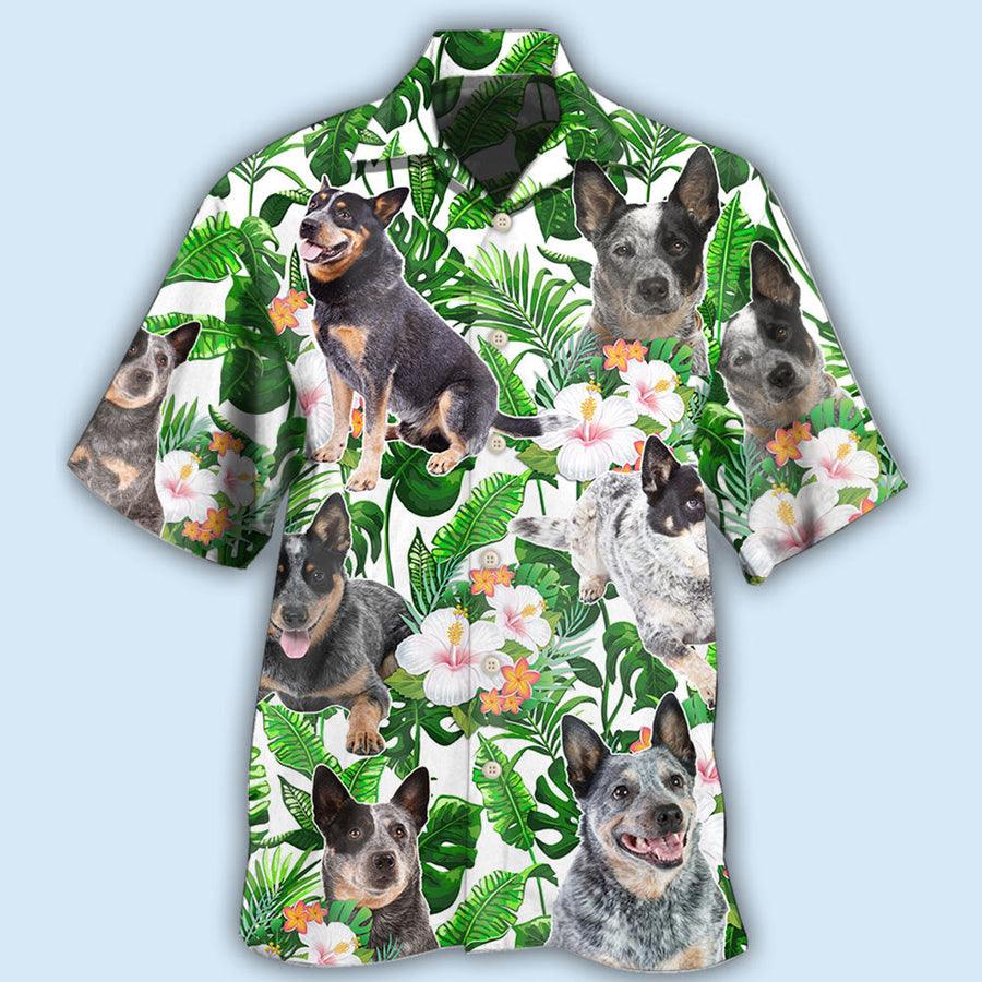 Australian Cattle Hawaiian Shirt For Summer - Green Tropical Dog Hawaiian Shirts - Gift For Men Women, Dog Lover, Dog Mom Dad - Amzanimalsgift