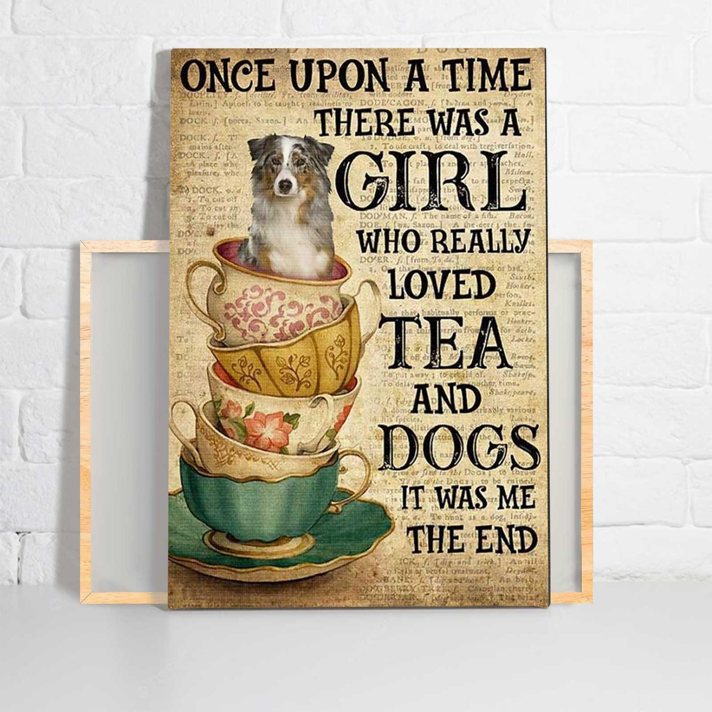 Australian Shepherd Portrait Canvas - Australian Shepherd Once Upon A Time - Gift For Family, Friends, Dog Lovers, Australian Shepherd Lovers, Owners - Amzanimalsgift