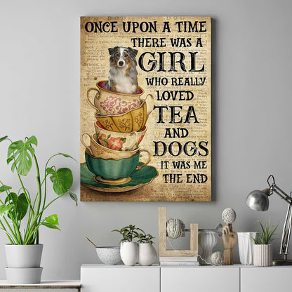 Australian Shepherd Portrait Canvas - Australian Shepherd Once Upon A Time - Gift For Family, Friends, Dog Lovers, Australian Shepherd Lovers, Owners - Amzanimalsgift