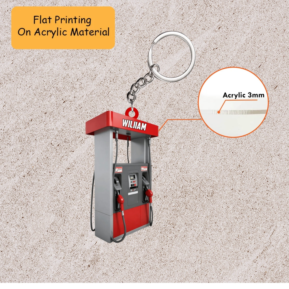 Personalized Gas Station Christmas Ornament, Modern Fuel Pump Custom Canopy, Custom Ornament Christmas Gift, Keychain Christmas, Car Christmas Ornament 