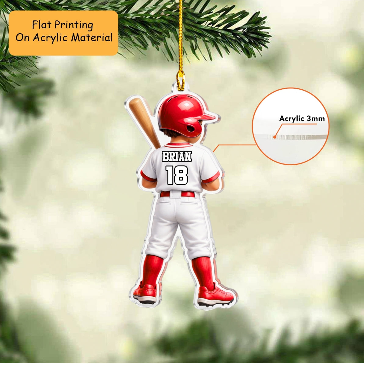 Personalized Baseball Christmas Ornament, Baseball Chibi Player, Custom Ornament Christmas Gift, Keychain Baseball, Car Ornament Baseball