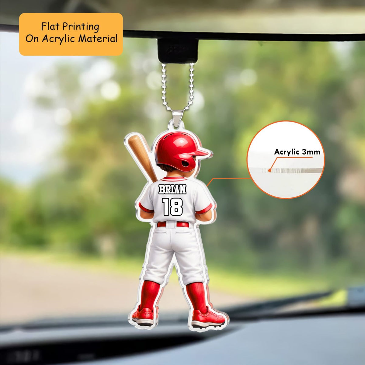 Personalized Baseball Christmas Ornament, Baseball Chibi Player, Custom Ornament Christmas Gift, Keychain Baseball, Car Ornament Baseball