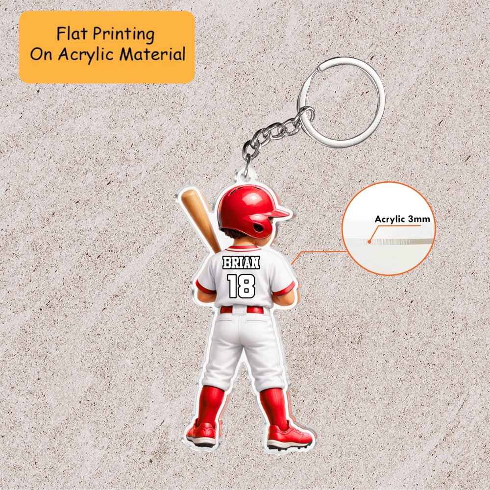 Personalized Baseball Christmas Ornament, Baseball Chibi Player, Custom Ornament Christmas Gift, Keychain Baseball, Car Ornament Baseball