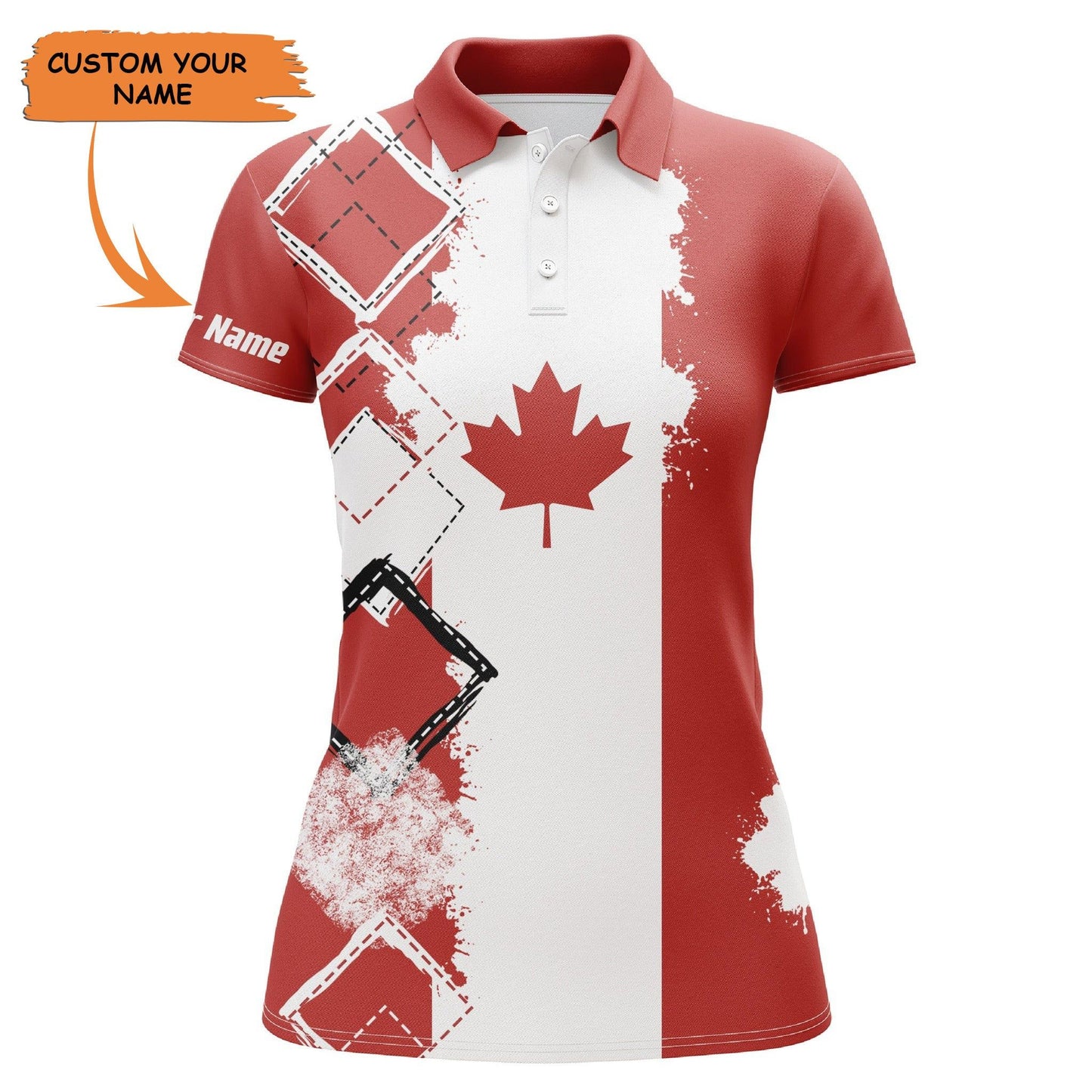 Golf Custom Name Women Polo Shirt, Canada Flag Patriot Pattern Personalized Women Polo Shirt - Perfect Gift For Ladies, Golf Lovers, Golfers