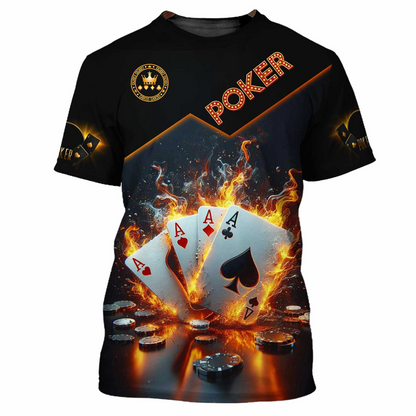 Customized Poker Shirt, Four Aces on Fire Shirts, Perfect Outfit For Poker Players