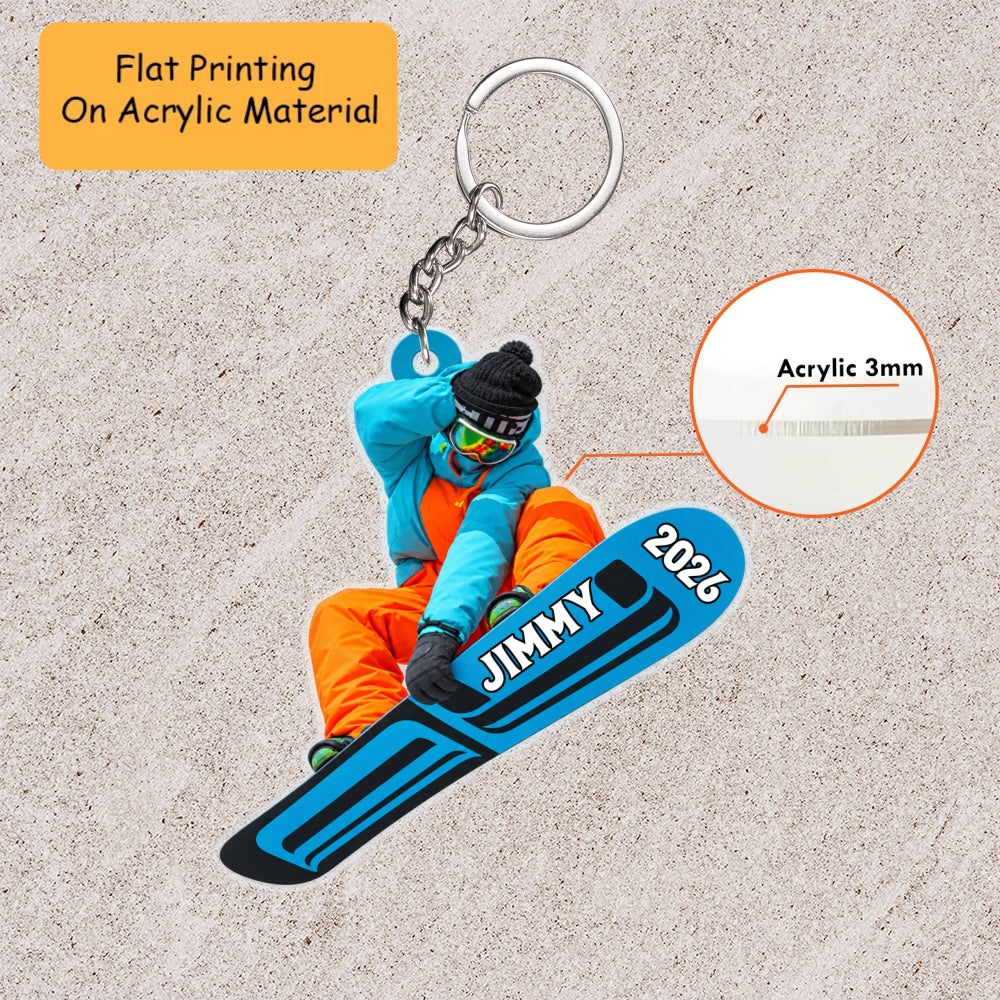 Personalized Snowboard Christmas Flat Printed Acrylic Ornament, Snowboard Player, Custom Ornament Christmas Gift, Keychain Snowboard, Car Ornament Snowboard