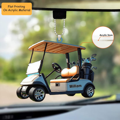 Personalized Golfing Cart Xmas Acrylic Ornament, Golfing Cart Keychain, Car Ornament, Christmas Ornament Giftst