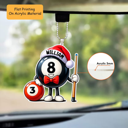 Personalized Billiard Christmas Ornament, 3 Ball with 8 Ball Billiard, Custom Ornament Christmas Gift, Keychain Billiard, Car Ornament Billiard