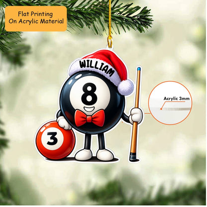 Personalized Billiard Christmas Ornament, 3 Ball with 8 Ball Billiard, Custom Ornament Christmas Gift, Keychain Billiard, Car Ornament Billiard