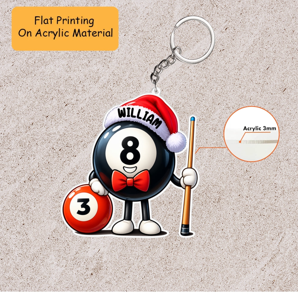Personalized Billiard Christmas Ornament, 3 Ball with 8 Ball Billiard, Custom Ornament Christmas Gift, Keychain Billiard, Car Ornament Billiard
