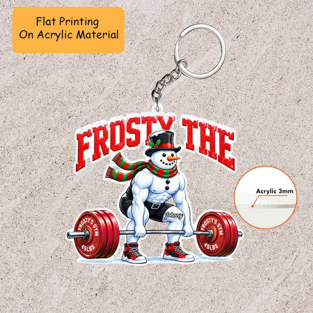 Personalized Christmas Gym Fitness Ornament, Frosty The Snowman, Custom Ornament Christmas Gift, Keychain Gym Fitness Christmas, Car Ornament Gym Fitness Christmas