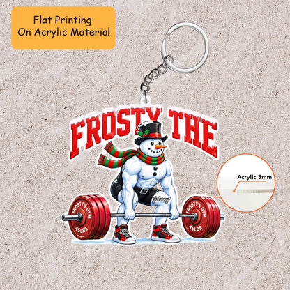 Personalized Christmas Gym Fitness Ornament, Frosty The Snowman, Custom Ornament Christmas Gift, Keychain Gym Fitness Christmas, Car Ornament Gym Fitness Christmas