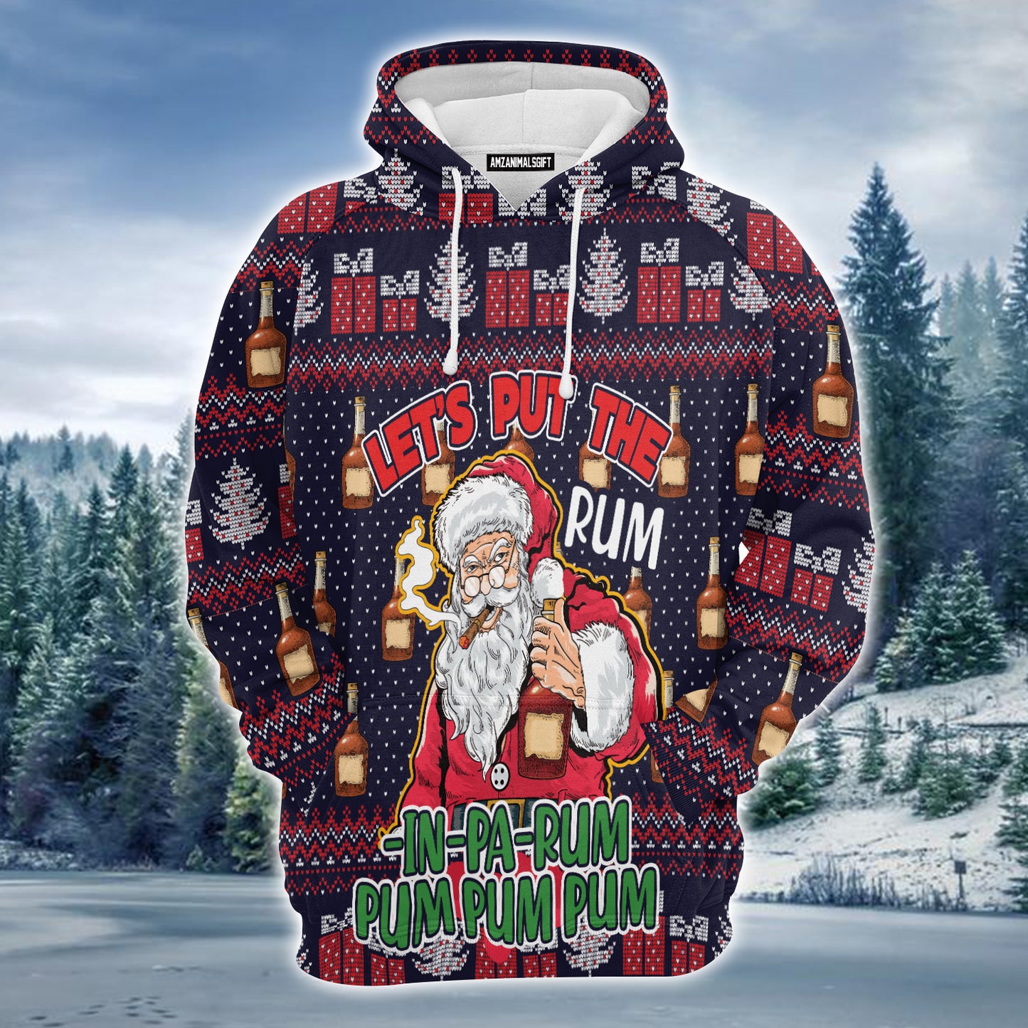 Santa Claus Premium Christmas Hoodie, Let's Put The Rum-in-pa-rum Pum Pum Pum Unisex Hoodie For Men & Women - Perfect Gift For Christmas, Friends
