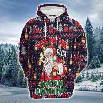 Santa Claus Premium Christmas Hoodie, Let's Put The Rum-in-pa-rum Pum Pum Pum Unisex Hoodie For Men & Women - Perfect Gift For Christmas, Friends